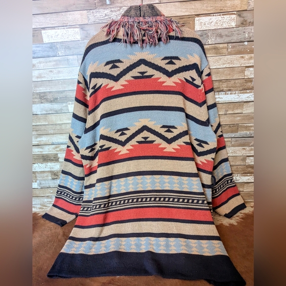 Margeaux & Ellie Aztec Fringed Cardigan Sweater - Picture 10 of 16